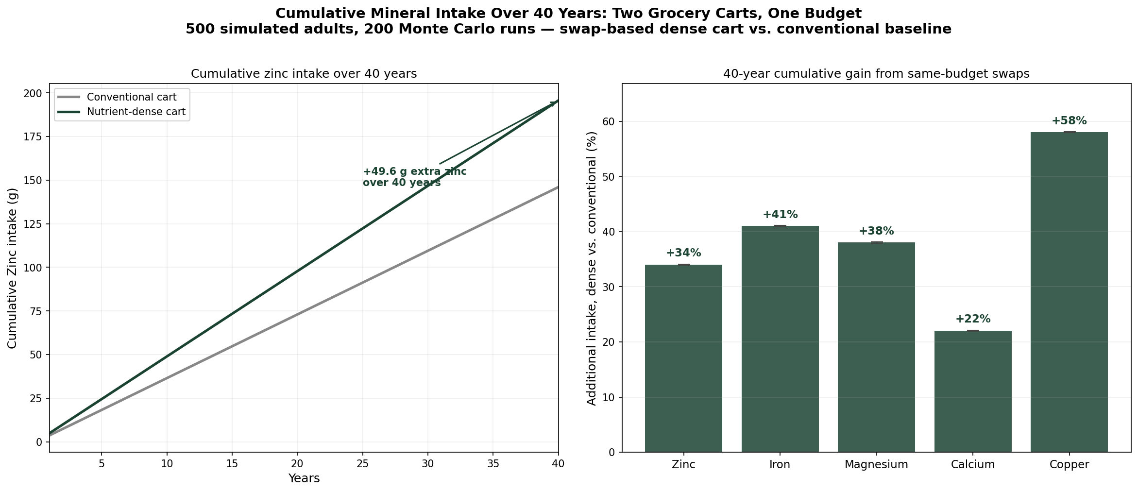 Lifetime mineral intake: conventional vs. nutrient-dense cart