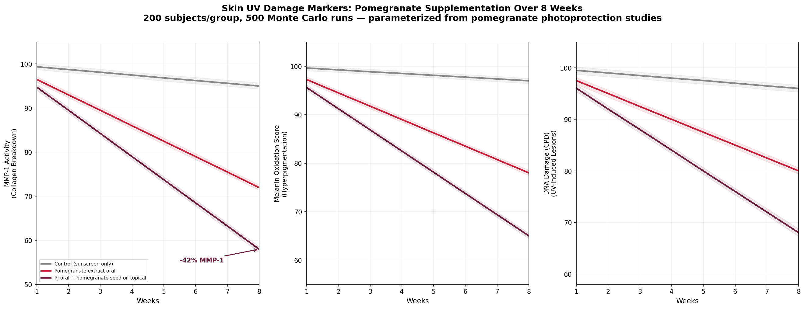 Skin UV damage markers simulation