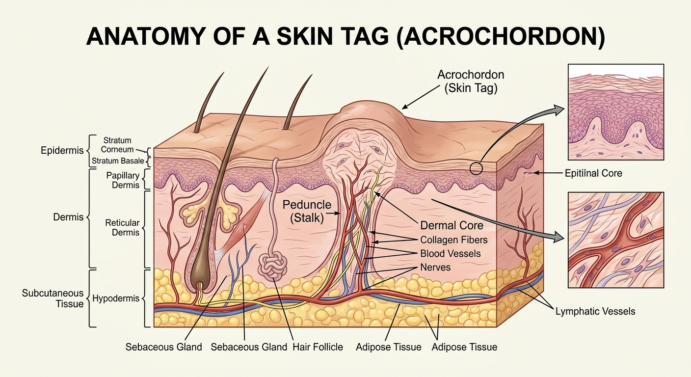 Close-up of skin tags